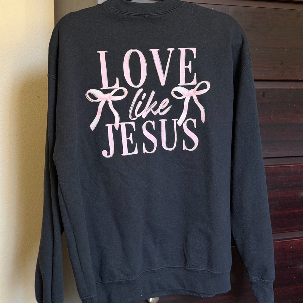 Black 'Love Like Jesus' Graphic Sweatshirt - Pink Lettering